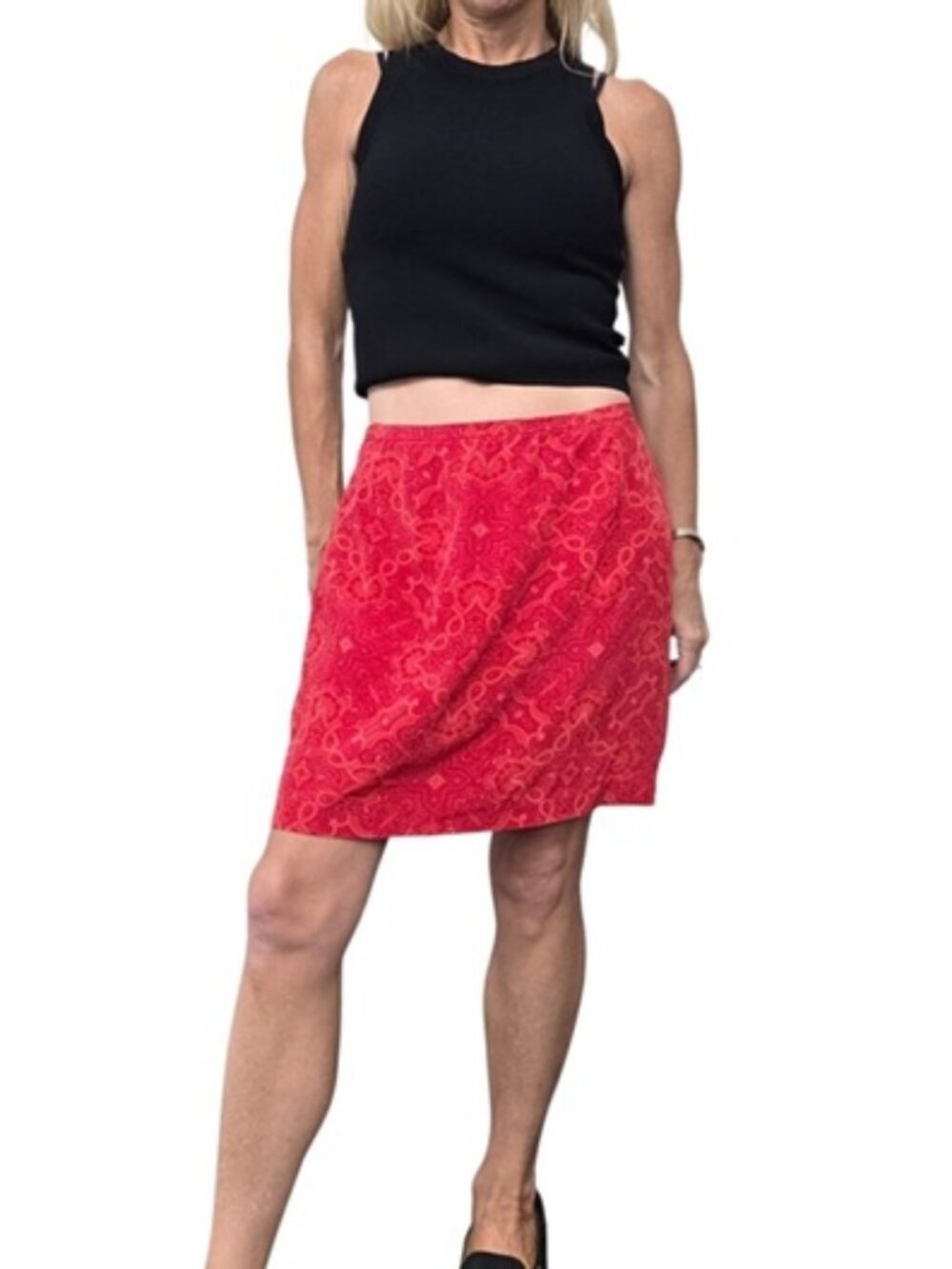 Vintage Y2K Studio G 100% Silk Paisley Mini Skirt Size 10